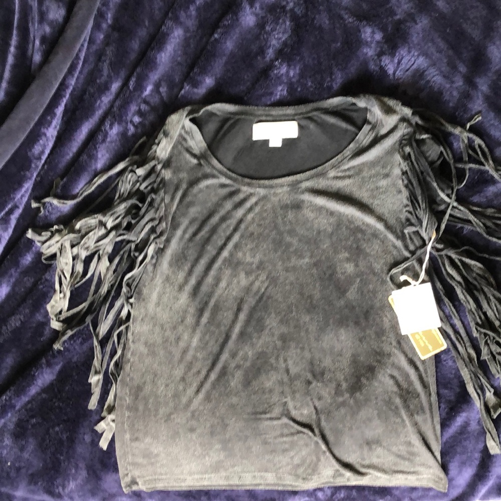 Vintage Havana Scoop Neck Fringed trim top